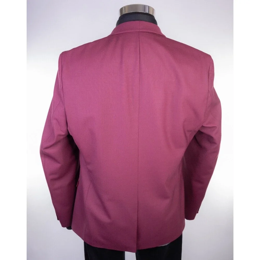 Twisted Tailor X-SLIM Blazer Sport Coat 44R Solid Burgundy Wool Blend 2-Button